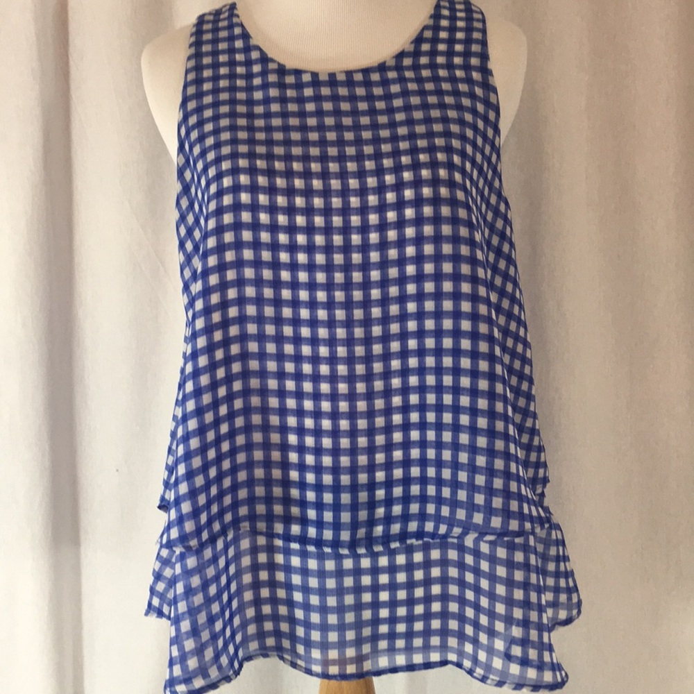Blue/white check top